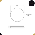 Technische tekening van de blinde rozet, 53 mm breed, met een hartafstand van 38 mm tussen de gaten