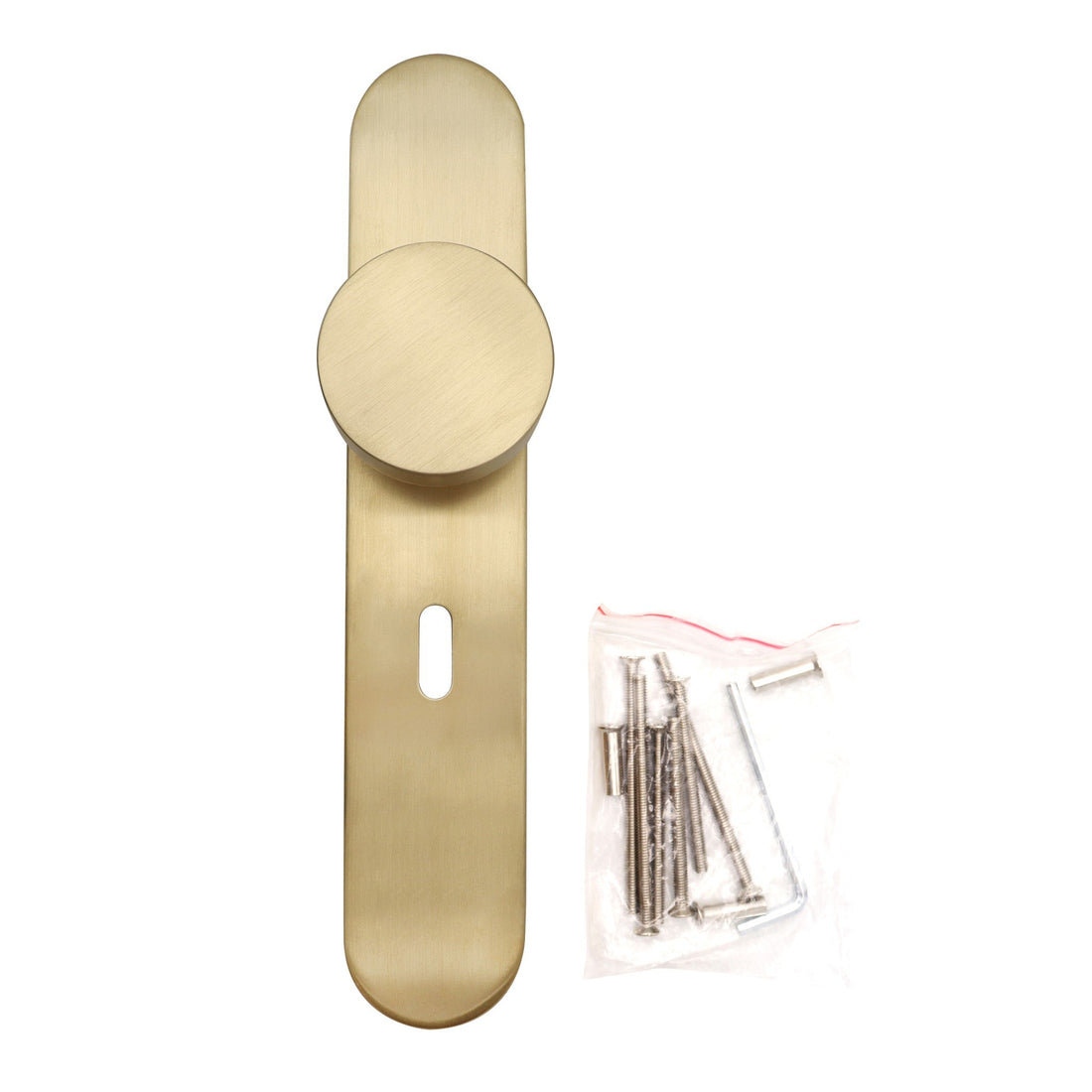 Griff Meister deurknop op ovale achterplaat, sleutelgat 56 mm, champagnekleurige PVD-coating