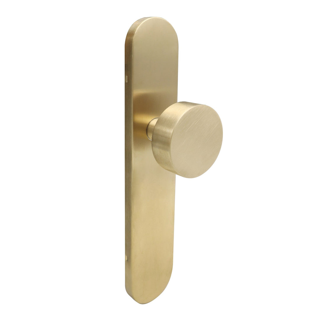 Griff Meister deurknop op ovale achterplaat, blind (zonder sleutelgat), champagnekleurige PVD-coating