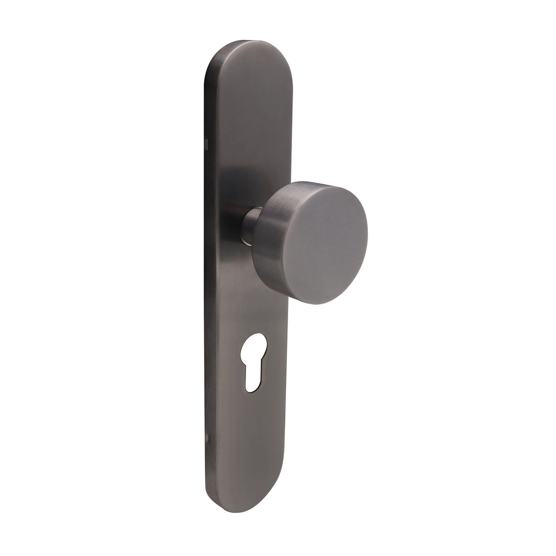 Griff Meister Türknauf auf ovaler Rosette, Euro-Zylinder PC55, Gunmetal