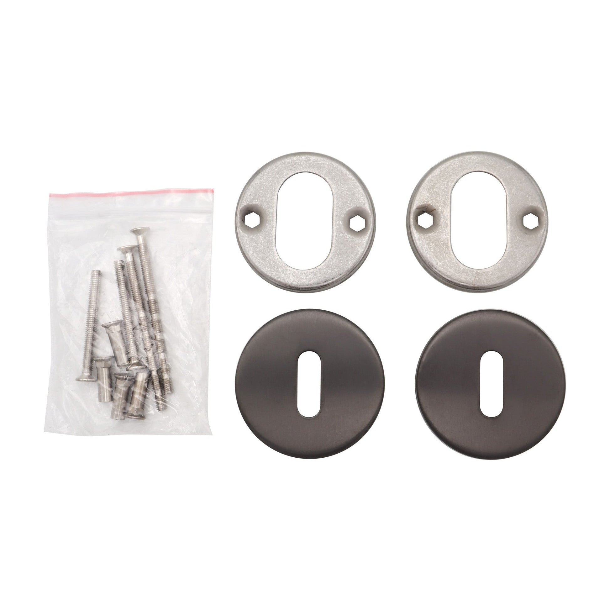Griff Meister Schlüsselloch-Rosette SL, Ø 53 mm rund, 6 mm, Gunmetal, komplettes Set wie geliefert