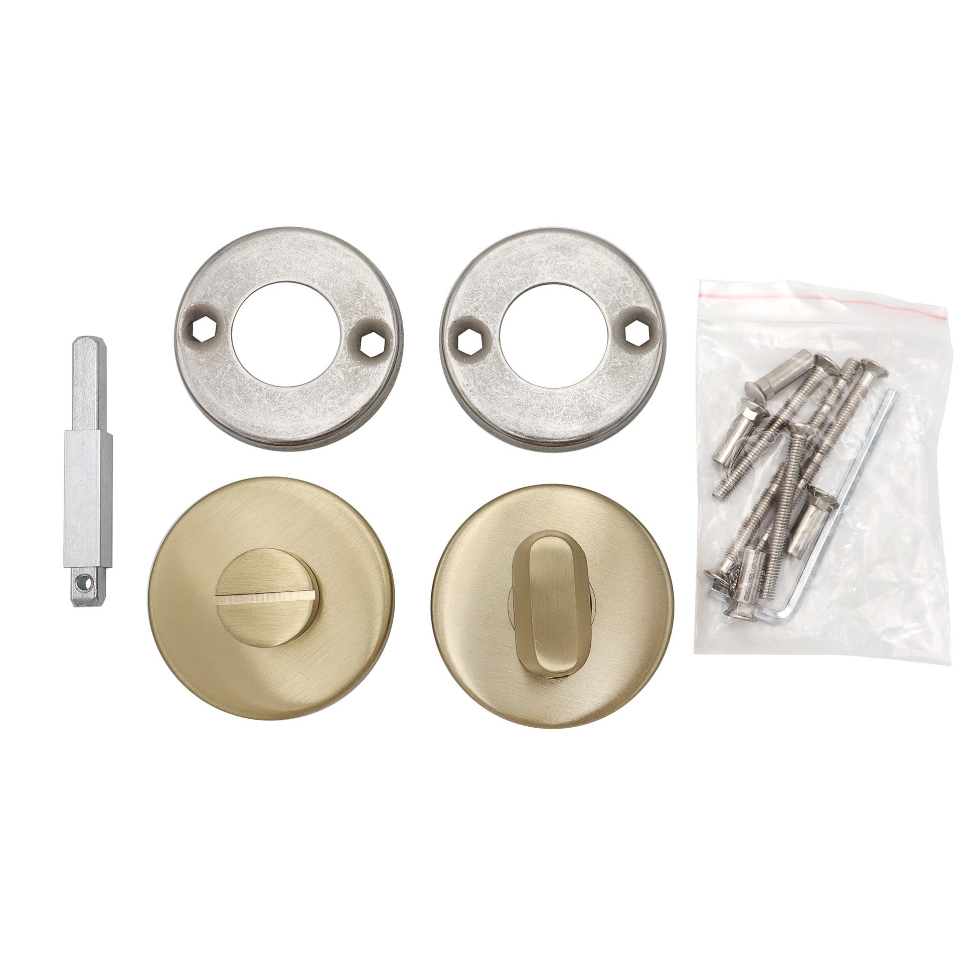 Griff Meister Bad-Drehrosette, Ø 53 mm rund, 6 mm, Champagner PVD, komplettes Set wie geliefert