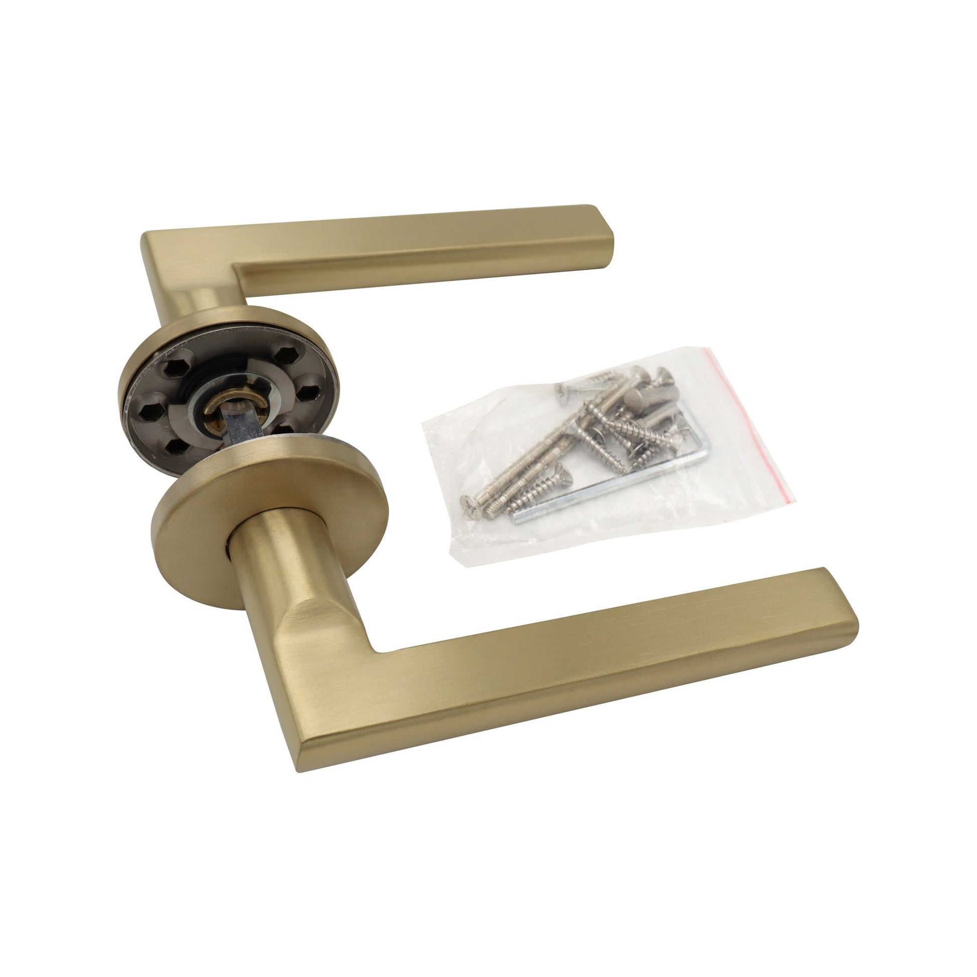 Griff Meister Trevio deurklinken, Ø 53 mm rozet, champagnekleurig PVD, complete set zoals geleverd