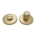 Griff Meister Rändelter Bad-Drehknopf, Ø 53 x 6 mm, Champagner PVD, komplettes Set wie geliefert