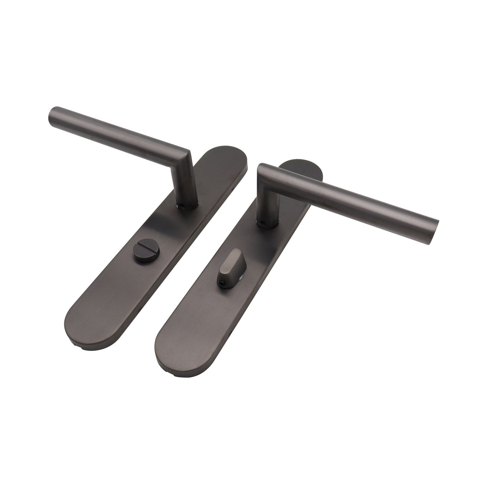 Griff Meister Cornisa Türgriff auf ovaler Rosette, Badezimmer/WC 6 3/8, Gunmetal, komplettes Set wie geliefert