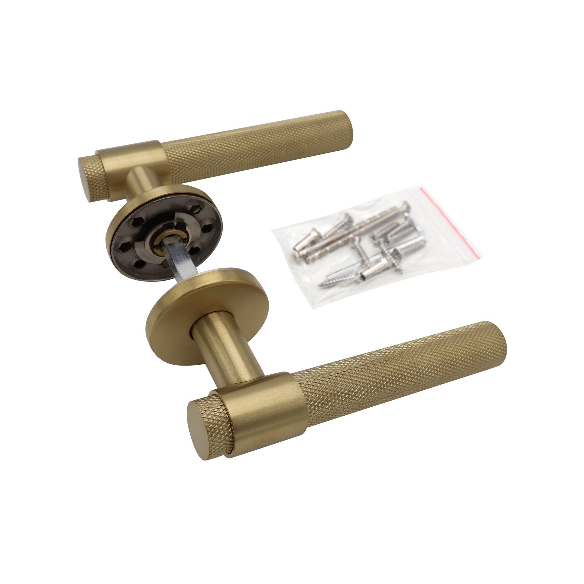Griff Meister Altessa deurklink, Ø53 mm ronde rozet, 6 mm, champagnekleurig PVD, complete set zoals geleverd