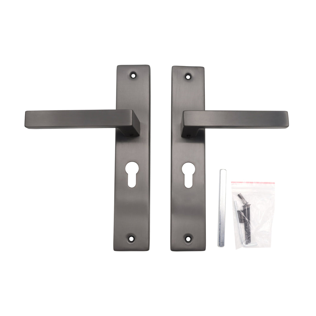Griff Meister Fortis Türgriff auf Rosette, Eurozylinder PC55, Gunmetal