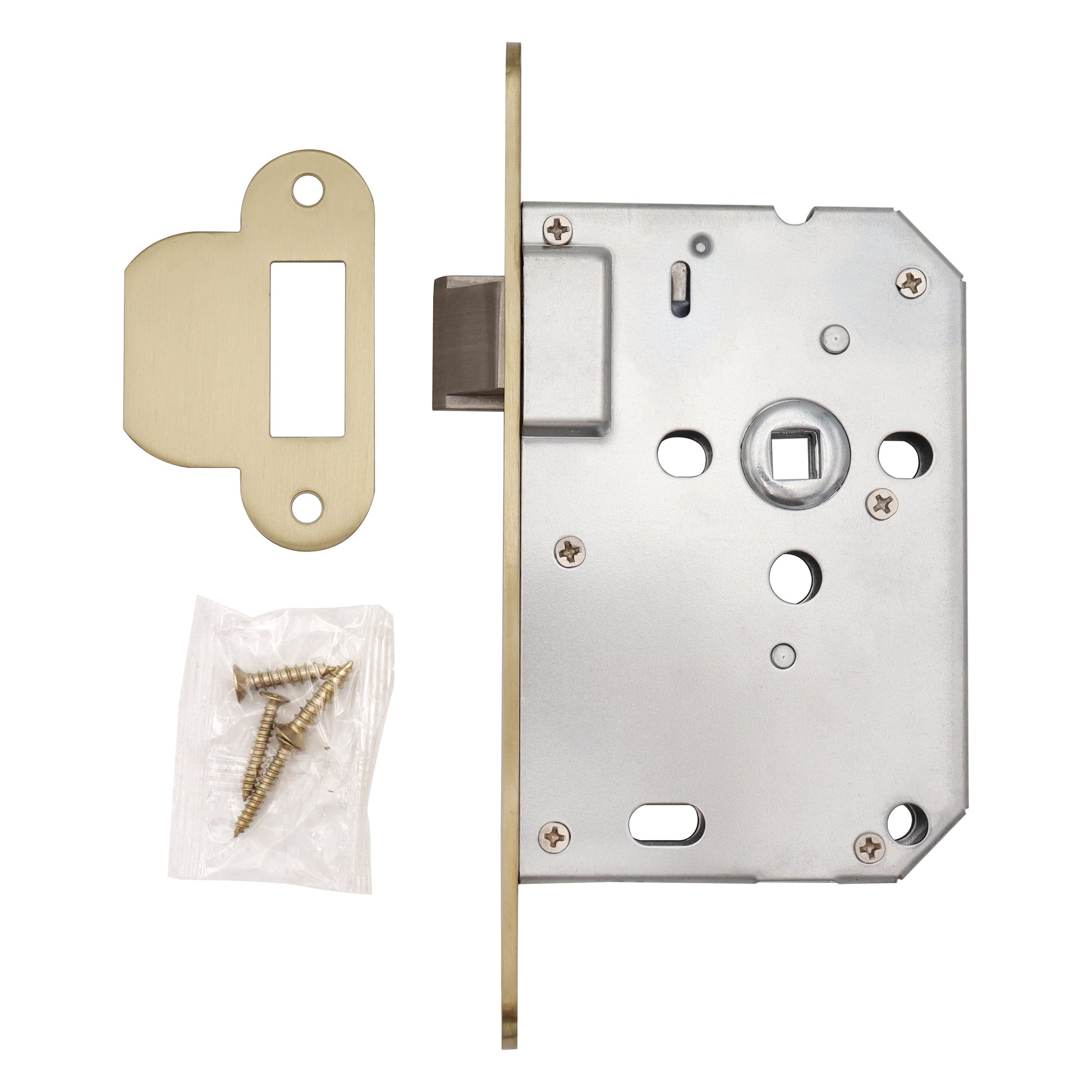 Griff Meister insteekslot, dagschoot 50 mm, champagnekleurig PVD, complete set zoals geleverd