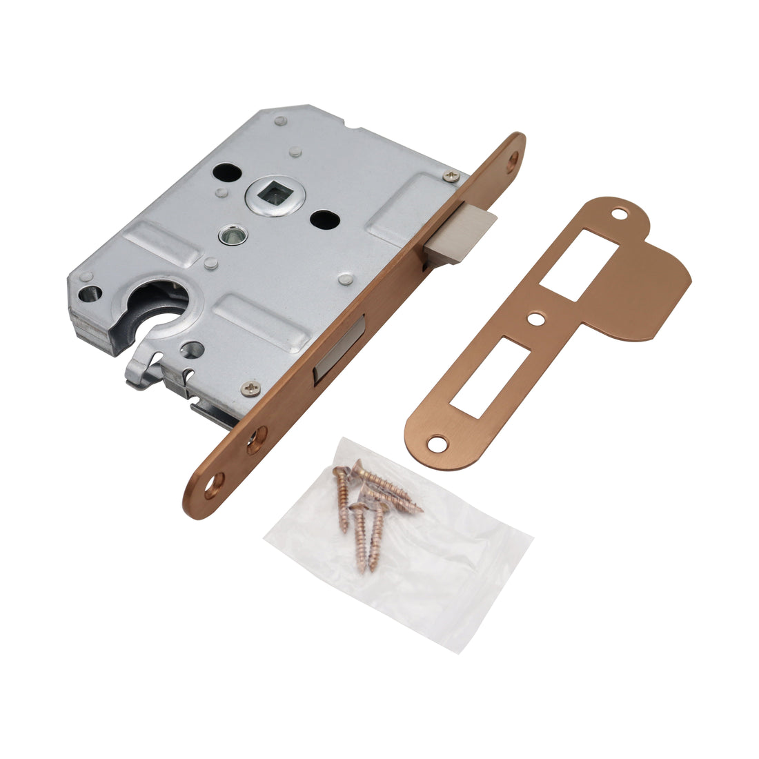 Griff Meister Einsteckschloss, Eurozylinder PC55, Roségold PVD