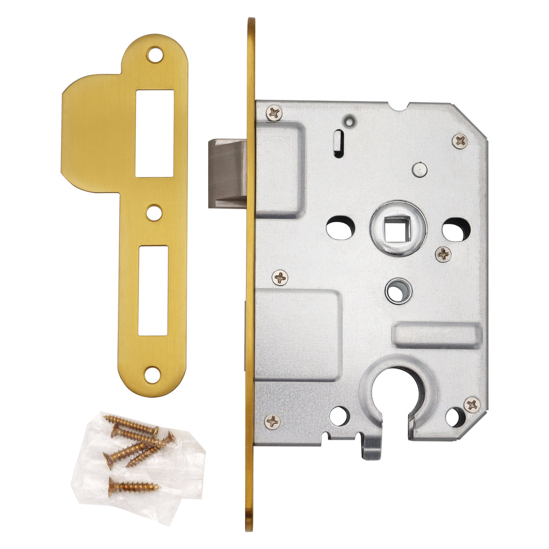 Griff Meister Einsteckschloss, Eurozylinder PC55, Gold PVD