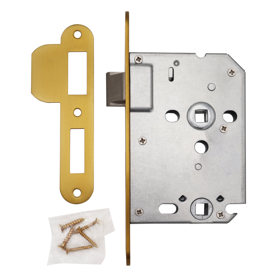 Griff Meister Einsteckschloss, Badezimmerschloss 6 3/8, Gold PVD